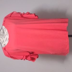Worthington Ruffle Women Top Petite Size PXXL Coral Stretch